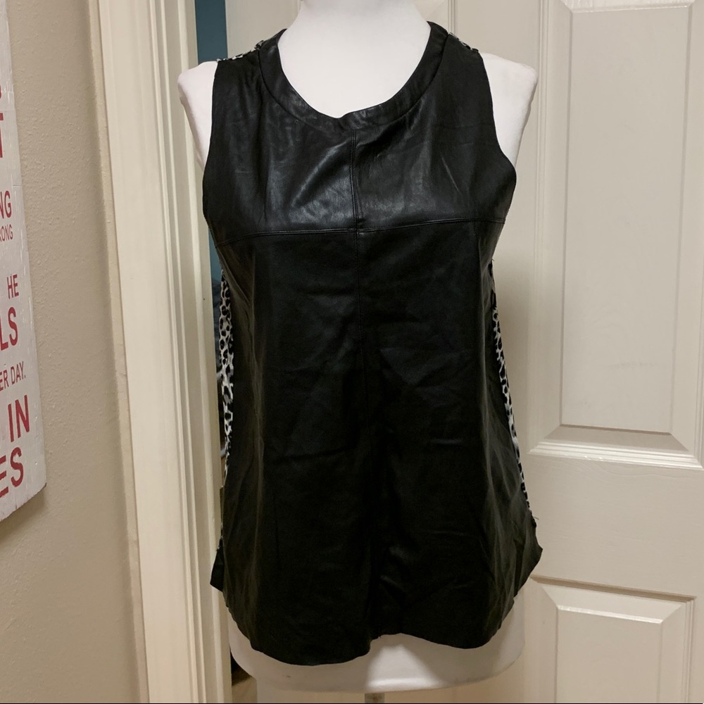 NWOT Le Lis Two Tone Faux Leather‎ Cheetah Tank